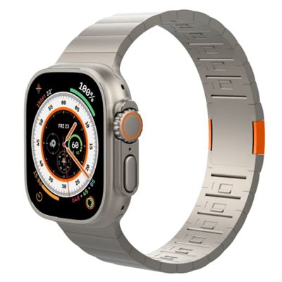 Stainless Steel Band for Apple Watch Starp 49mm 45mm 44mm 41mm 40mm Magnetic Clasp Titanium Orange Color Bracelet iWatch 8 7 SE Straps