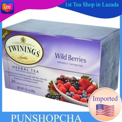 Twinings Herbal Tea Wild Berries Caffeine Free 20 Tea Bags ชาทไวนิงส์ เบอร์รี่ป่า