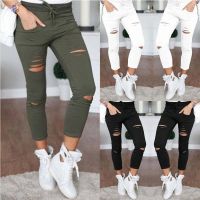 2023 New Ripped Jeans For Women Big Size Ripped Trousers Stretch Pencil Pants Leggings Women Jeans