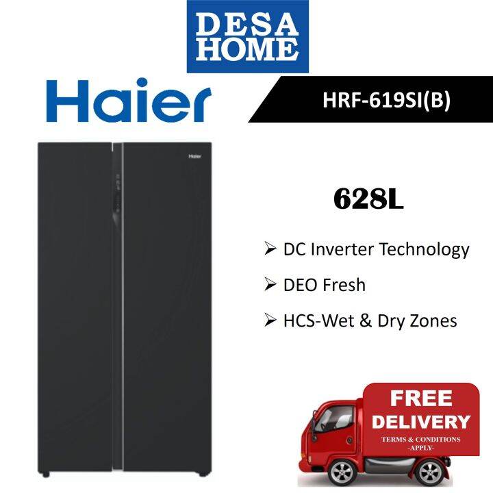 [FREE DELIVERY WITHIN KL] HAIER HRF619SI(B) 628L SIDE BY SIDE GLASS REFRIGERATOR HRF619SIB Lazada