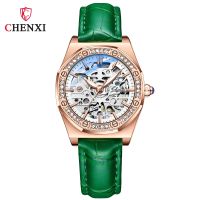 CHENXI Top Luxury Brand Women Automatic Mechanical Watch Fashion Elegant Lady Leather Clock Luminous Waterproof Leisure Watches