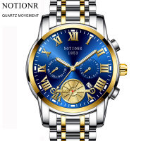 NOTIONR นาฬิกาสำหรับแบรนด์แท้ผู้ชายนาฬิกาข้อมือทันสมัยแท้แฟชั่น Tourbillon นาฬิกาควอตซ์ของผู้ชายสายรัดเหล็กมัลติฟังก์ชั่นไม่ใช่กลไกนาฬิกาสำหรับผู้ชาย