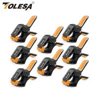 TOLESA 4 Spring Clamps for Woodworking Powerful Force 8PCS Nylon Clamp with Double Layer Handle for Gluing Clamping Securing