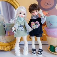 เสื้อ BJD 30ซม. 40ซม. แขนยาวเสื้อยืดพิมพ์ลายการ์ตูนสำหรับ1/6 1/4BJD 1/6ใหญ่ Yosd Mdd เสื้อผ้าตุ๊กตาใส่เสื้อสเว็ตเตอร์เด็กผู้หญิง