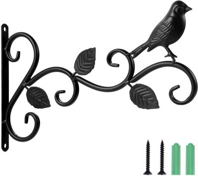 [Like Activities]ตะขอแขวนตะกร้าสีดำพร้อมสกรูที่วางกระถางต้นไม้กลางแจ้งติดผนังสำหรับโคมไฟป้อนนก