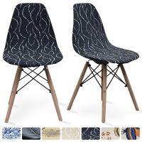 Nordic Shell Chair Cover Elastic Chair Slipcover Printing Armless Chair Covers Simple Dining Seat Slipcovers for Living Room Sofa Covers  Slips