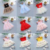 Summer Cute Swan Print Dress for Baby Girl Korean Style Casual Short Sleeve Tulle Splicing Kids Princess Dress 6-36 Months