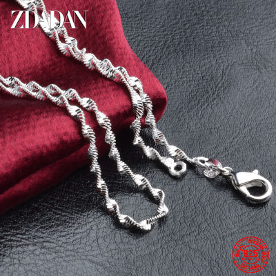 ZDADAN 925 Sterling Silver 2MM Water Wave Necklace 16"18"20"22"24" For Men Women Party Jewelry Gifts Wholesale