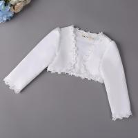 Elegant Shares of girls long sleeve white lace Pearls Beaded boleros jacket wedding Dress Matching wraps For 6 8 10 12 14 Years