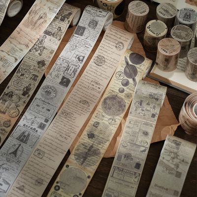 【LZ】❧✎  Fitas Washi Journamm Vintage Suprimentos para Scrapbooking Lixo Diário Álbum DIY adesivo Papelaria escolar Fitas decorativas 5cm x 3m