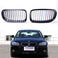 1คู่เงาสีดำกระจังหน้ากระจังหน้าไต M รุ่น Slat สำหรับ BMW E90 318I 320I 325I E91 3-Series 2009 2010 2011