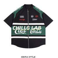 ♛✵☌ CHILLG LAB เสื้อเชิ้ตลําลอง พิมพ์ลายตัวอักษร แนวสตรีท ฮิปฮอป ย้อนยุค ทรงหลวม สําหรับผู้ชาย Bf