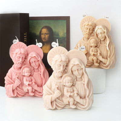 Homemade Plaster Gift DIY Home Crafting Tools Unique Candle Making Funky Home Decor Abstract Candle Plaster Mould Large Jesus Family Candle Silicone Mold Virgin Mary Jesus Bust Sculpture