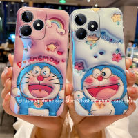 Phone Case เคส Realme C51 C53 C55 NFC มีสีสันหรูหราพลอยเทียม3D กรอบนิ่มกันกระแทกการ์ตูนโดราเอมอนน่ารัก2023