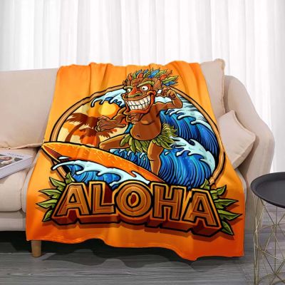（in stock）Tiki Bar Fashion Flannel Blanket Summer Beach Aloha Hawaii Funny Accessories Bar Club Mens  Party Home Decoration（Can send pictures for customization）