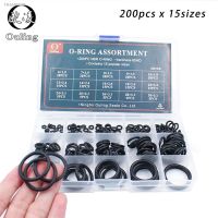 ✧♂✶ 200pcs 15 Sizes O Rings Rubber O Ring Seal NBR Black Sealing O-rings Nitrile Washer Rubber o-ring set Assortment Kit Set Box