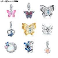 La Menars Butterfly Zircon Series Charm Fit Original celets &amp; Bangle 925 Sterling Silver Diy Beads Fine Jewelry