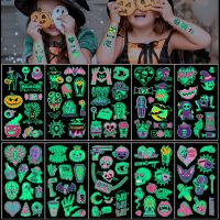 Halloween Luminous Tattoos Pumpkin Ghost Waterproof Glow Tattoo Sticker For Kids Halloween Prank Horror Party Decor