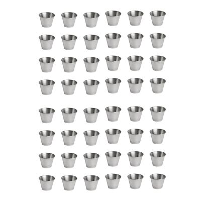 48 Pack Stainless Steel Condiment Sauce Cups,Commercial Grade Dipping Sauce Cups,Ramekin Condiment Cups Portion Cups