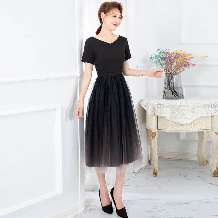 japan-and-south-korea-black-dress-womens-long-new-slim-temperament-v-neck-dress-daily-evening-dress