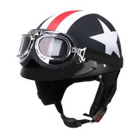 Half Open Face Vintage motorcycle helmet half helmet Retro moto casco capacete motociclistas capacete with Goggles