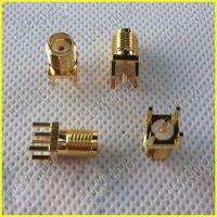 10Pcs gold plated PCB Mount Right angle SMA Female Plug Straight RF connector Adapter  rp-sma Electrical Connectors