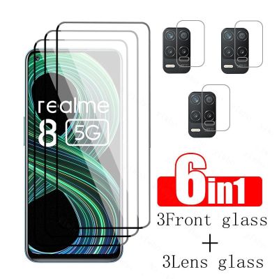 กระจกนิรภัย HD สำหรับ Realme 8 5G บน Realmi Real Me ปกป้องหน้าจอความปลอดภัยของคลุมทั้งหมด