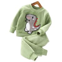 ZZOOI 2020 New Boy Girl Autumn Winter Pajamas Set Flannel Fleece Toddler Child Warm Catoon Bear Sleepwear Kids Home Suit 1-6Y