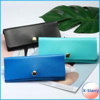 X-STARRY หนังพียู กระเป๋าใส่แว่นตา พับได้ สีทึบทึบ กล่องใส่แว่นกันแดด แบบพกพาได้ ฝาครอบเคสป้องกัน ชายหญิง