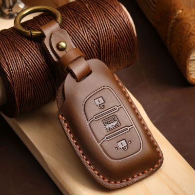Luxury Real Leather Car Key Case Cover Fob Pouch Keychain Accessories for Hyundai IX35 Elantra Custo Auto Keyring Holder Shell