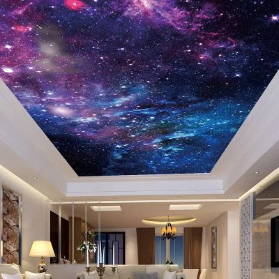 สติกเกอร์ติดเพดานวอลเปเปอร์สั่งทำ3d ศิลปะวาดภาพฝาผนังตกแต่งเพดานห้องรับแขกห้องนอนท้องฟ้าที่สวยงามเต็มไปด้วยดวงดาว
