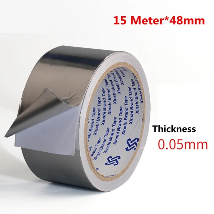 Silver Aluminium Foil Tape Adhesive Sealing Thermal Resist Duct Repairs High Temperature Resistant Foil Adhesive Tape 15M*48mm