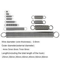 【☄New Arrival☄】 zhongkouj558251 10ชิ้นตะขอสแตนเลสคู่304ขนาดเล็กอุปกรณ์ฮาร์ดแวร์สปริงลดแรงต้านเส้นผ่าศูนย์กลางลวดด้านนอก0.6มม. เส้นผ่านศูนย์กลาง4 5 6 7 8มม. ความยาว25-60มม.