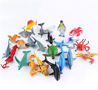 💖【Lowest price】MH 24pcs Sea Life รุ่นสระว่ายน้ำปลาของเล่นการศึกษาสัตว์ทะเลเด็กภาพของขวัญ