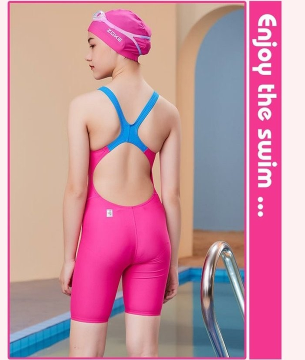 zoke-girls-training-competition-swimwear-kids-porfessional-racing-kneesuit-childrensports-swimsuits-one-piece-bathing-suit-for-teens-girl