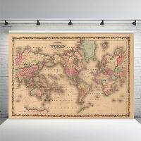 【☊HOT☊】 liangdaos296 7x5ft Mercators Projectator Johnsons World Map 1862รูปภาพที่กำหนดเองป้ายแบนเนอร์ไวนิลพื้นหลังภาพแบ็คดร็อป220Cm X 150Cm