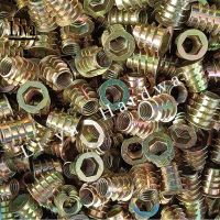 50Pcs M4 M5 M6 M8 Seng Alloy Thread untuk Kayu Masukkan Kacang Bergelang Hex Drive Kepala Furniture Kacang Pilihan panjang 8 Mm 15 Mm