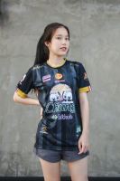 ?เสื้อกีฬา?เสื้อกีฬาพิมพ์ลาย คอกลม แขนสั้น A019 สีดำ