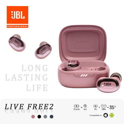 【แท้จริง】หูฟังบลูทูธ เสียงเบสแน่นJBL Live Free 2 TWS True Wireless Bluetooth Headphones Stereo Gaming Headset with Mic and Charging Case Wireless Earbuds หูฟังบลูทูธ เครื่องเสียง Bluetooth Noise Cancelling Headphones