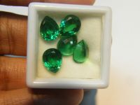 19 CARATS LAB CREATED NANO GREEN EMERALD SYNTHETIC 9X7MM OVAL 10PCS.พลอยนาโนสีเขียว