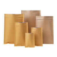 100PcsLot Kraft Paper Pouches Inner Foil Pakaging Kraft Bag with Tear Notch Resealable Zip Lock Bag for Coffee Bean Tea Snack