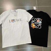 LOEWE 2021เสื้อยืดผ้าฝ้ายคอกลมใหม่ชายหญิง,เสื้อแขนสั้นคู่อินเทรนด์แขนสั้นครึ่งหลวมสบาย