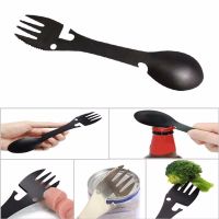 ROOKIE อาหารค่ำปิกนิก แบบพกพา Spork Fork ที่เปิด กลางแจ้ง สแตนเลส บนโต๊ะอาหารกลางแจ้ง ช้อนส้อม ตั้งแคมป์ Flatware ช้อน