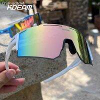 Mp3❦Qdtck4เลนส์กระจกสีชมพู2023 KDEAM แว่นตาปั่นจักรยาน TR90กลางแจ้ง UV400ผู้ชายพร้อมเคส