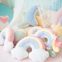 ◎☏ candy color cloud star moon rainbow pillow round shape stuffed soft ball pillow cushion home sofa decor pillow gift for friend