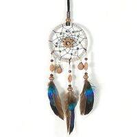 สี Dream Catchers เครื่องประดับแขวนวงกลมตาข่ายดักฝันแบบดั้งเดิมทำด้วยมือ