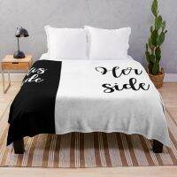 New Style Her Side His Side Couple Theme Flannel Throw Blanket Black and White Colour for Bed Sofa Couch King Queen Size Lightweight Soft