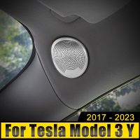 สำหรับ Tesla รุ่น3 Y 2017 2018 2019 2020 2021 2022 2023สแตนเลสในรถยนต์ไฟอ่านหนังสือหน้าและออดิโอทวีตเตอร์สติกเกอร์แต่งกรอบลำโพง