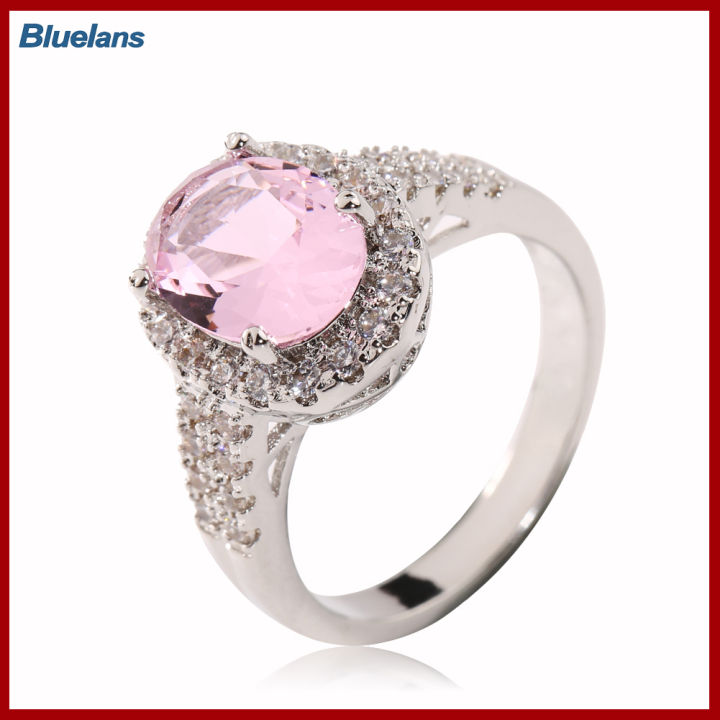 bluelans-แหวนแหวนหมั้นและแต่งงานเจ้าสาวเพชรสังเคราะห์พลอยเทียมทรงรีเครื่องประดับแฟชั่น