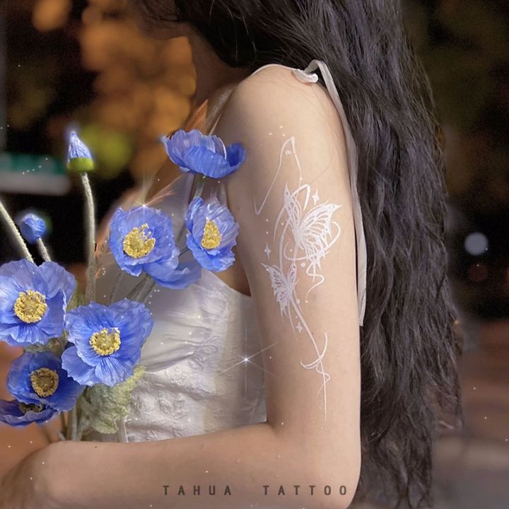 she-painted-white-butterfly-large-pattern-tattoo-stickers-waterproof-durable-female-super-fairy-flower-arm-arm-sexy